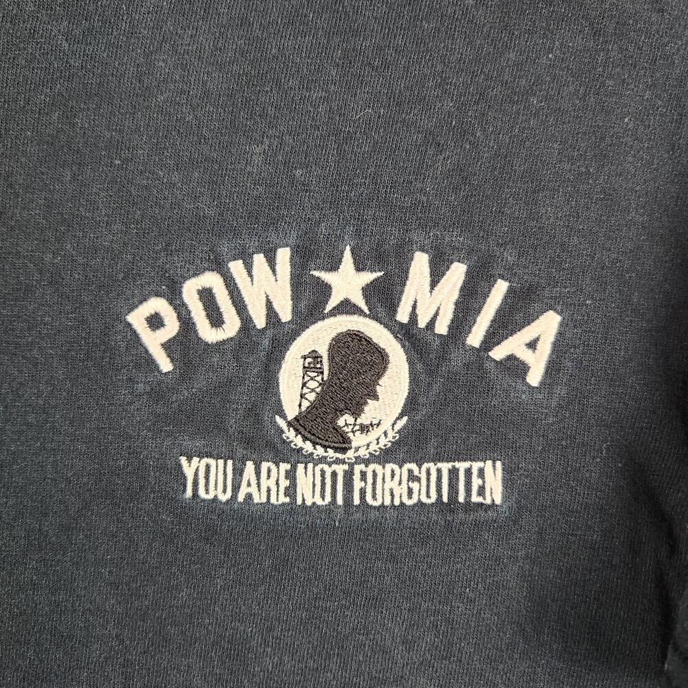 Vintage POW MIA Shirt Mens Large Black You Are Not Forgotten Military Graphic
